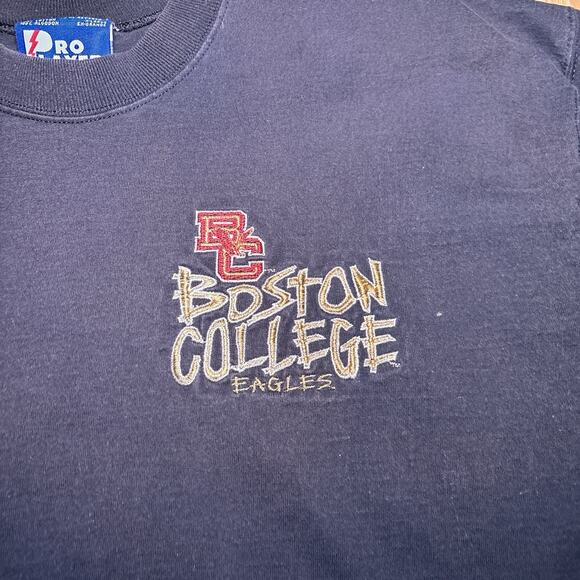 Vintage Pro Player Boston College Eagles Tee XL Black Embroidered USA - Picture 2 of 4